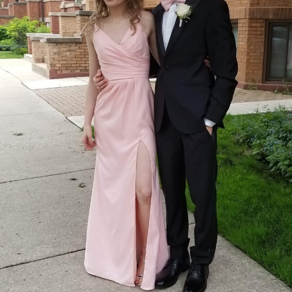 Floor-length split front backless sexy prom dress